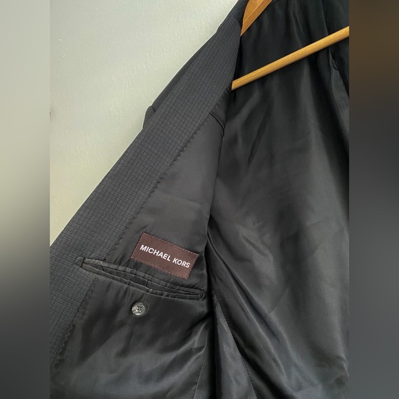 $350‼️Michael Kors Wool Sport Coat Blazer Suit Jacket Charcoal Gray Check 42R - Picture 5 of 8